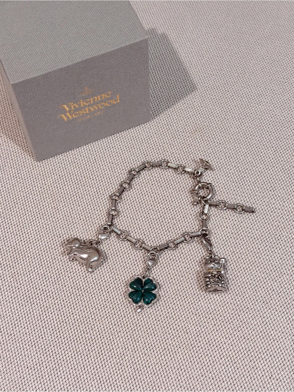 RARE Vivienne Westwood 2000s Lucky Charm Bracelet Pig Clover Lucky Cat
